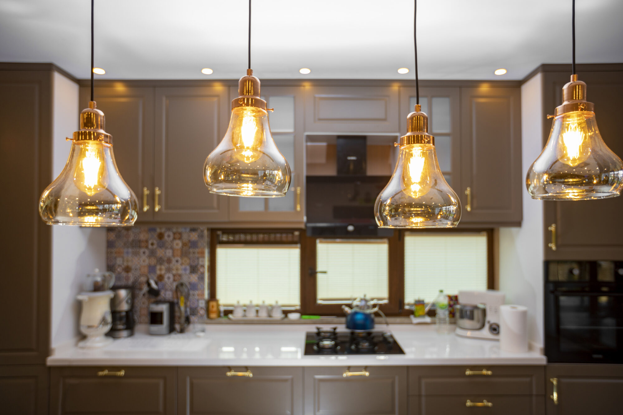 Modern Pendant Lighting. Home Decoration. Kitchen Concept.